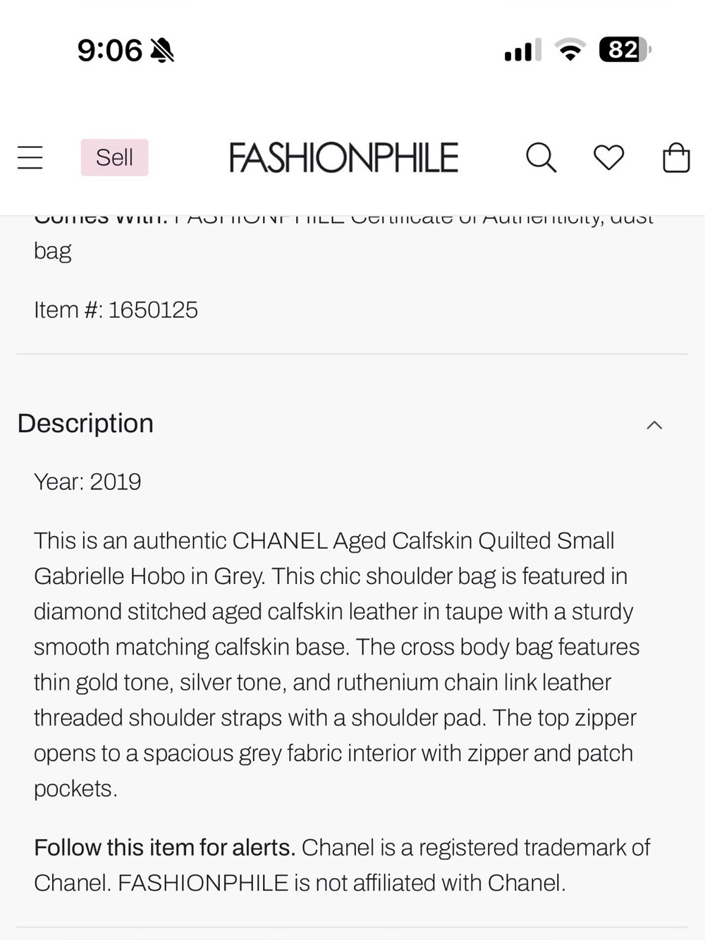 💯 % Authentic CHANEL small Gabrielle Gray Quilted  bag- hard to find color! - Picture 11 of 11